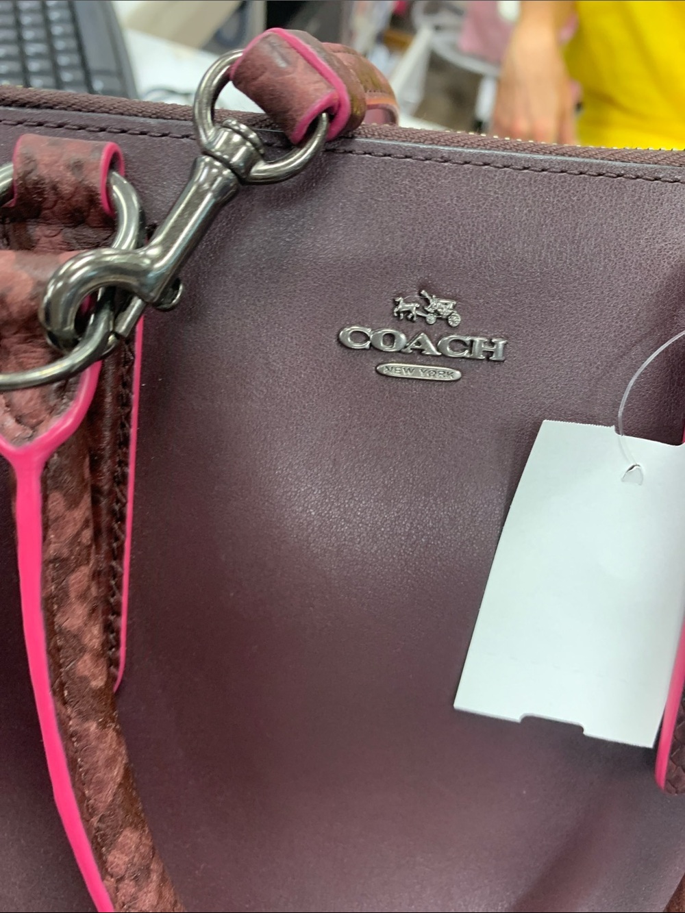 Coach Burgundy Satchel with Pink Trim - Picture 2 of 7